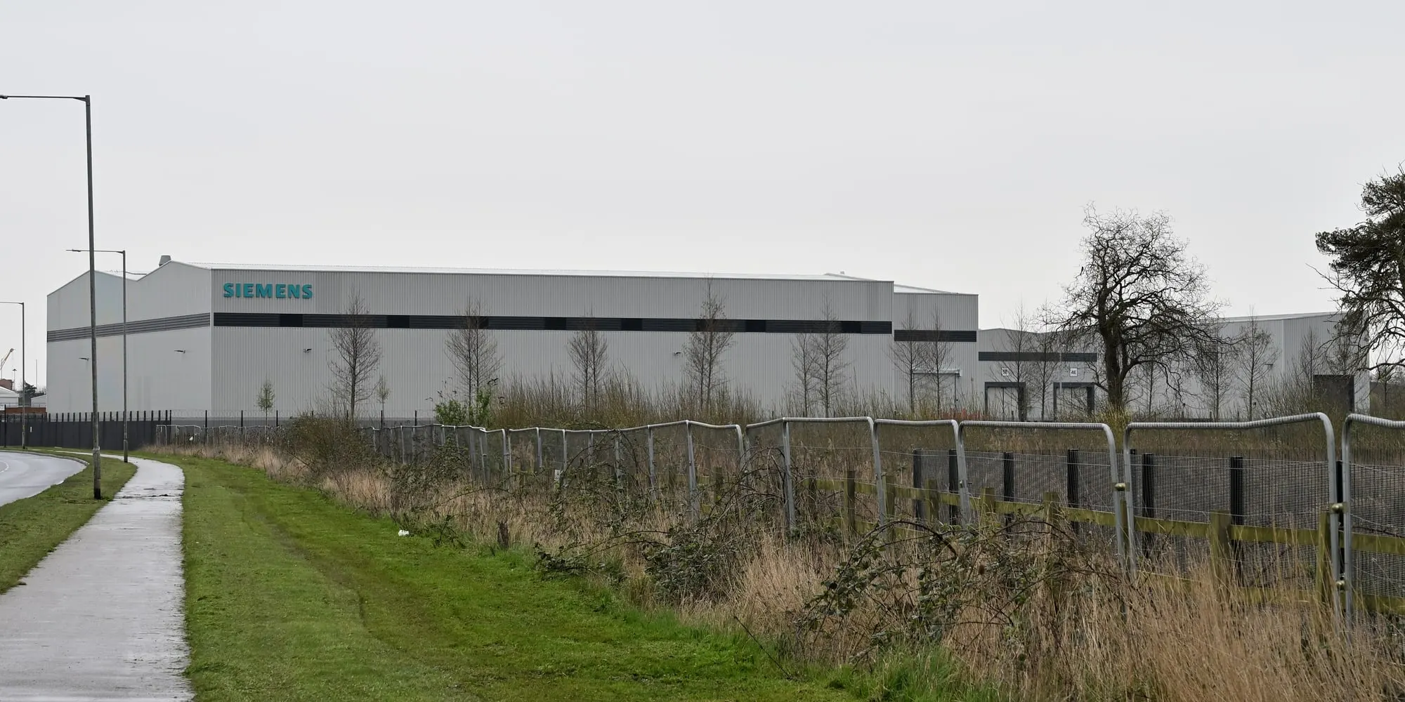 The Siemens Mobility train manufacturing factory at Goole Rail Village, seen from the west