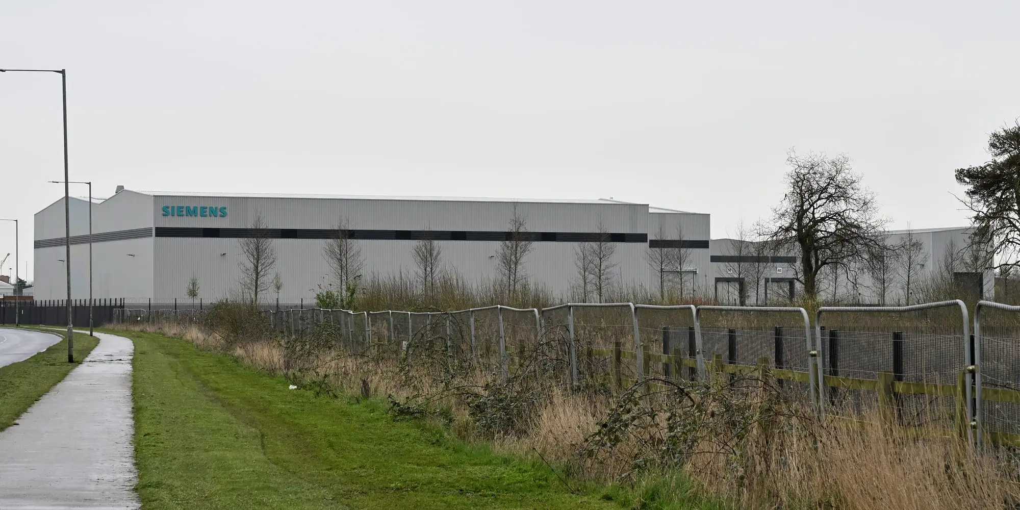 The Siemens Mobility train manufacturing factory at Goole Rail Village, seen from the west