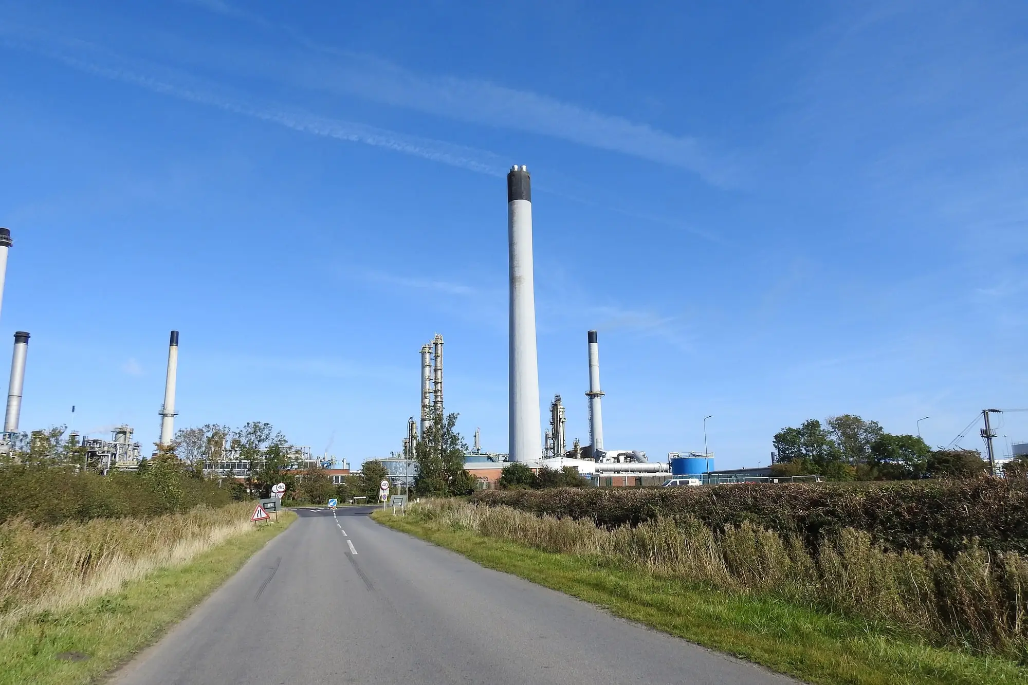 Chimneys and process towers at the Killingholme refinery complex on the south bank of the Humber (pictured: the Lindsey refinery, next door to the Phillips 66 Humber Refinery)