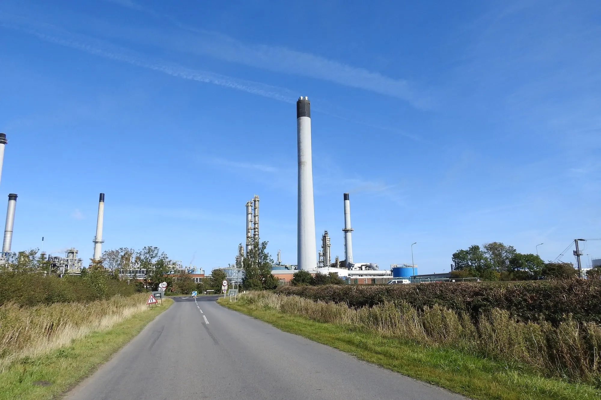 Chimneys and process towers at the Killingholme refinery complex on the south bank of the Humber (pictured: the Lindsey refinery, next door to the Phillips 66 Humber Refinery)